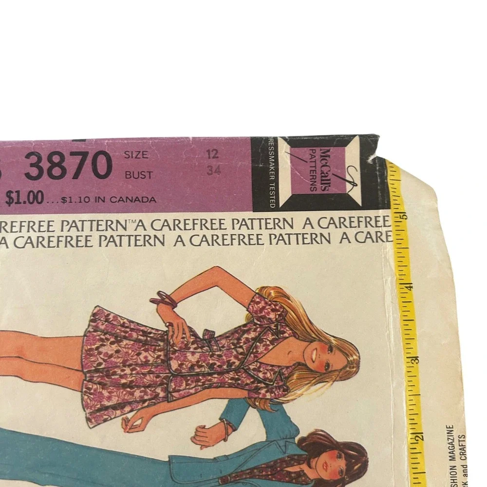 Vintage 1973 McCall's 3870 Pattern Sz 12 Cut Jacket Pants Skirt Wide Leg Career